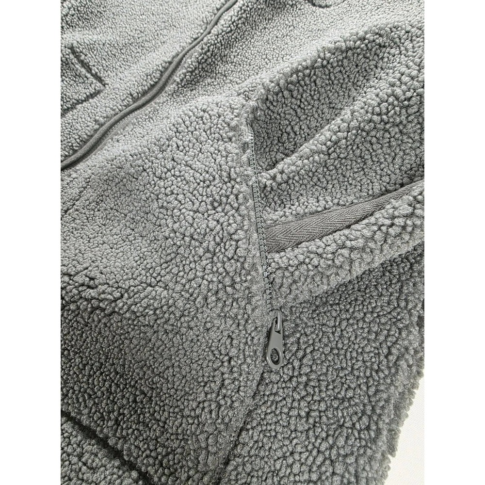 EUC Lands End Women XL Sherpa Fleece Jacket Full Zip Gray Quilted Lined Pockets - Picture 7 of 14